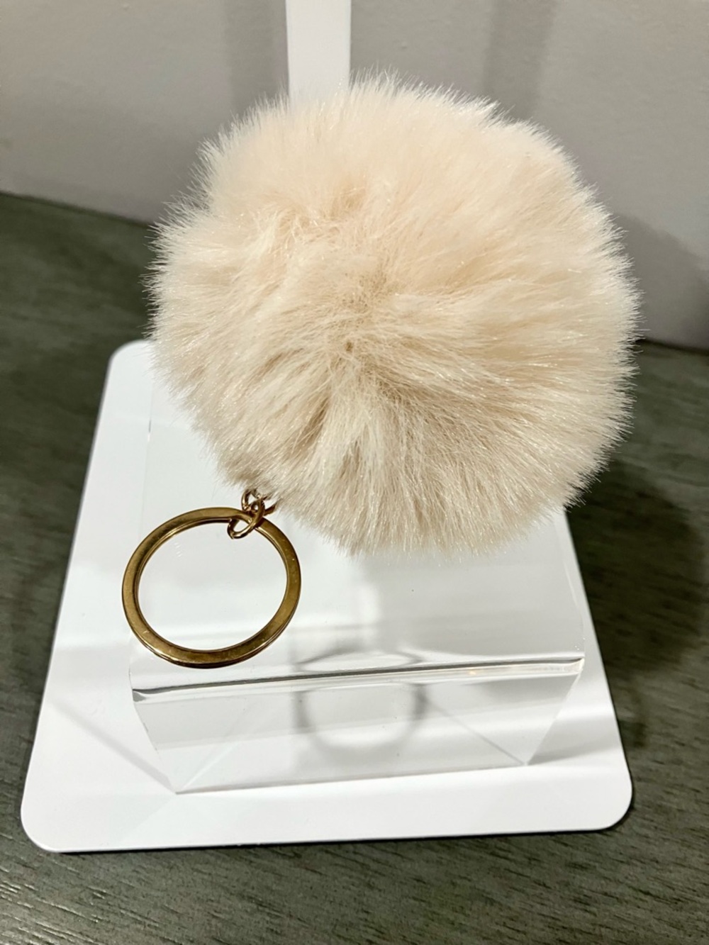 Plush Pom Pom Keychain - Cream
